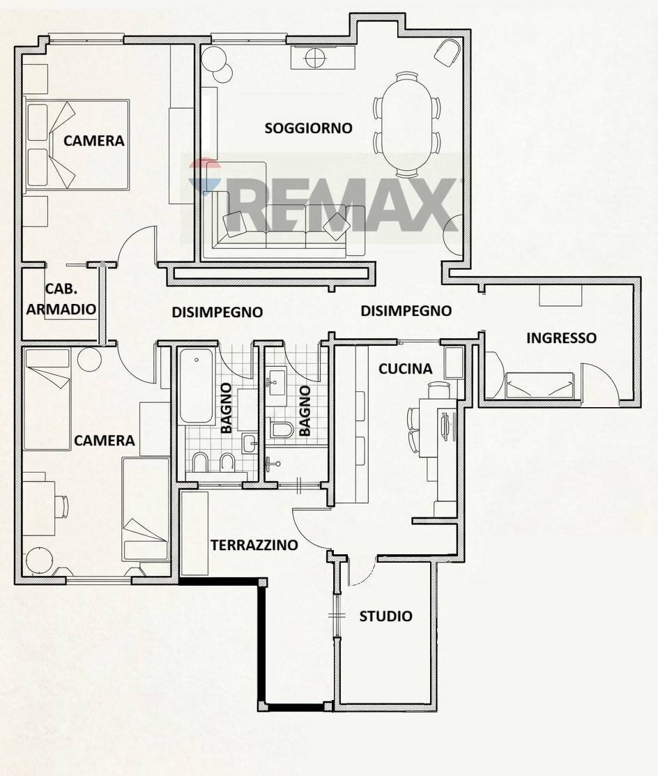 Pianta 2D - Three-room apartment CORSO SEMPIONE
 
81, Milano - floor plans 1