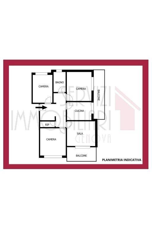 Four-room apartment corso Europa, Genova (neighborhood Quarto) - floor plans 1