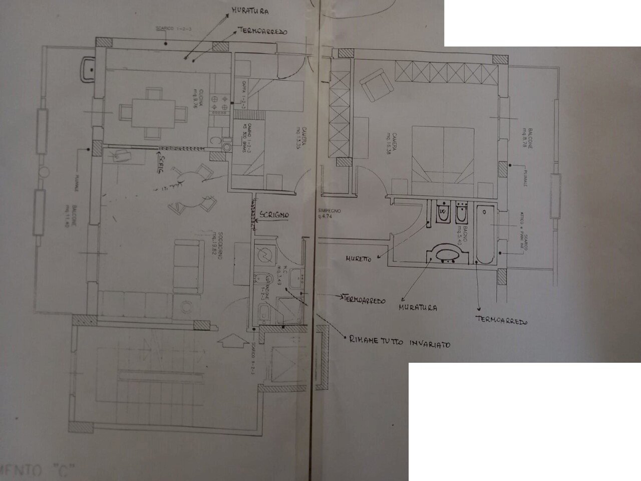 Pianta appartamento - Quadrilocale Via Salvatore Barzilai 26, Rimini - planimetria 1