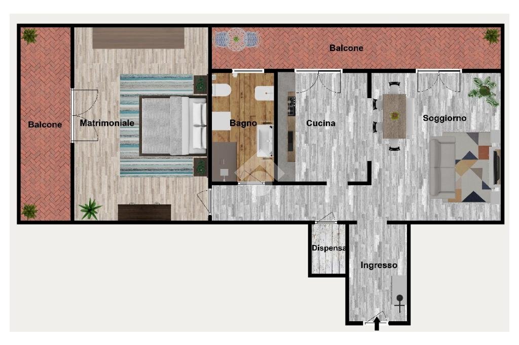 Two-room apartment Lungobisagno Dalmazia, Genova (neighborhood Staglieno) - floor plans 1