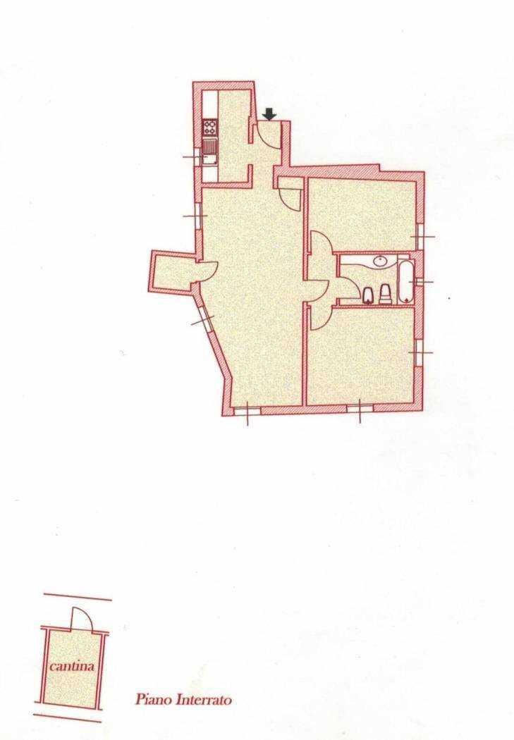 Three-room apartment via Massimo d'Azeglio, Bologna (neighborhood Costa Saragozza) - floor plans 1