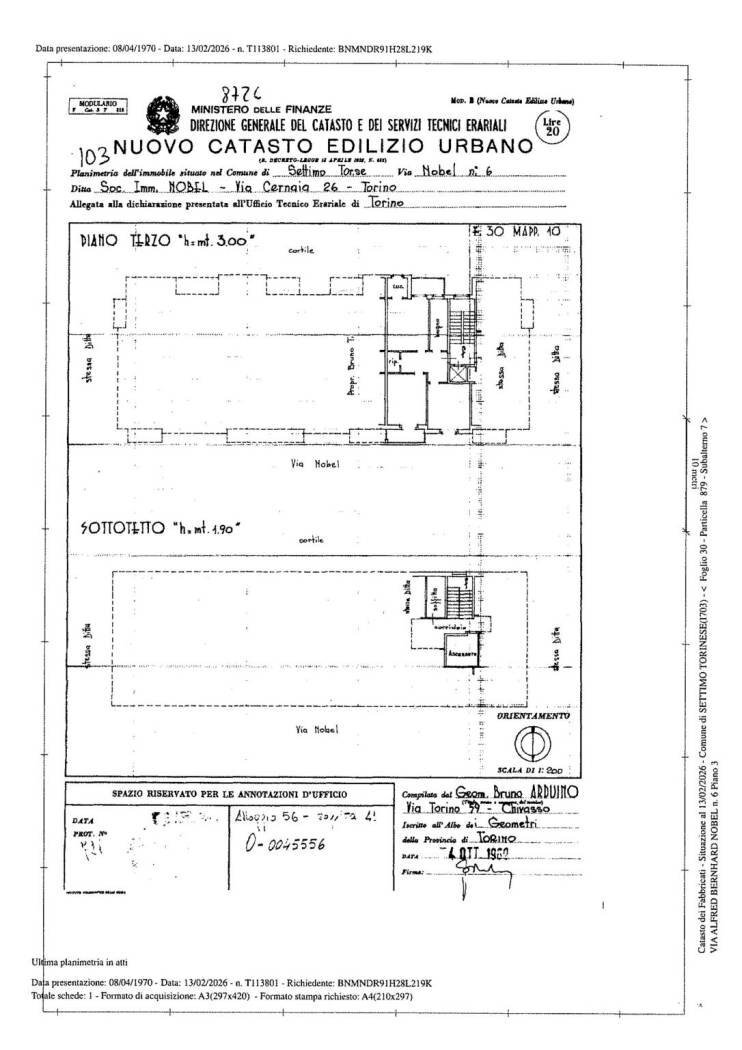 Three-room apartment via Alfred Nobel, 6, Settimo Torinese - floor plans 1