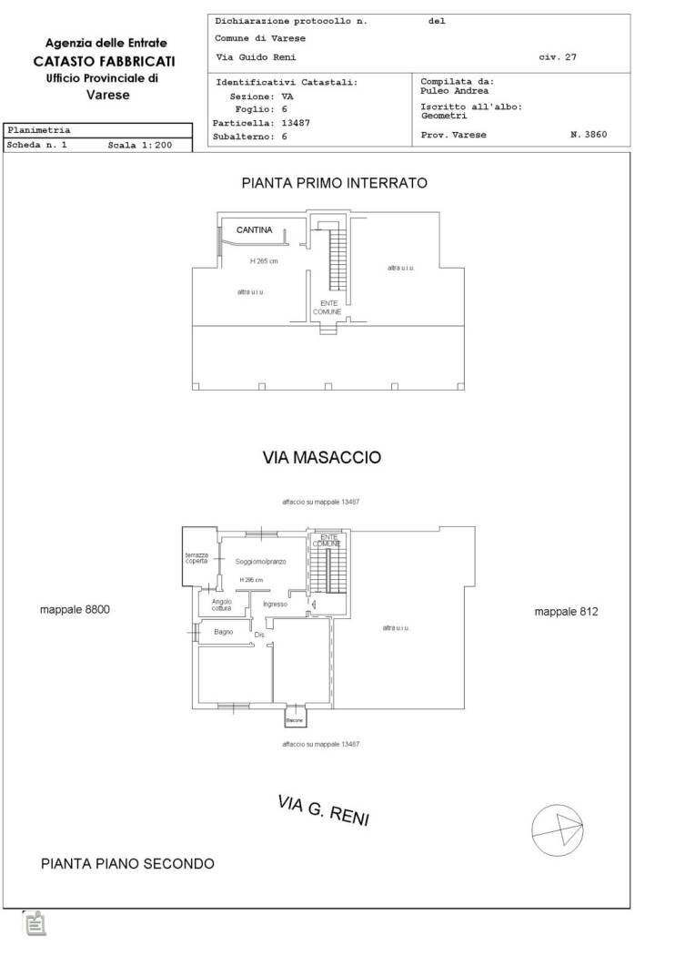 Three-room apartment via Masaccio, 16, Varese - floor plans 1