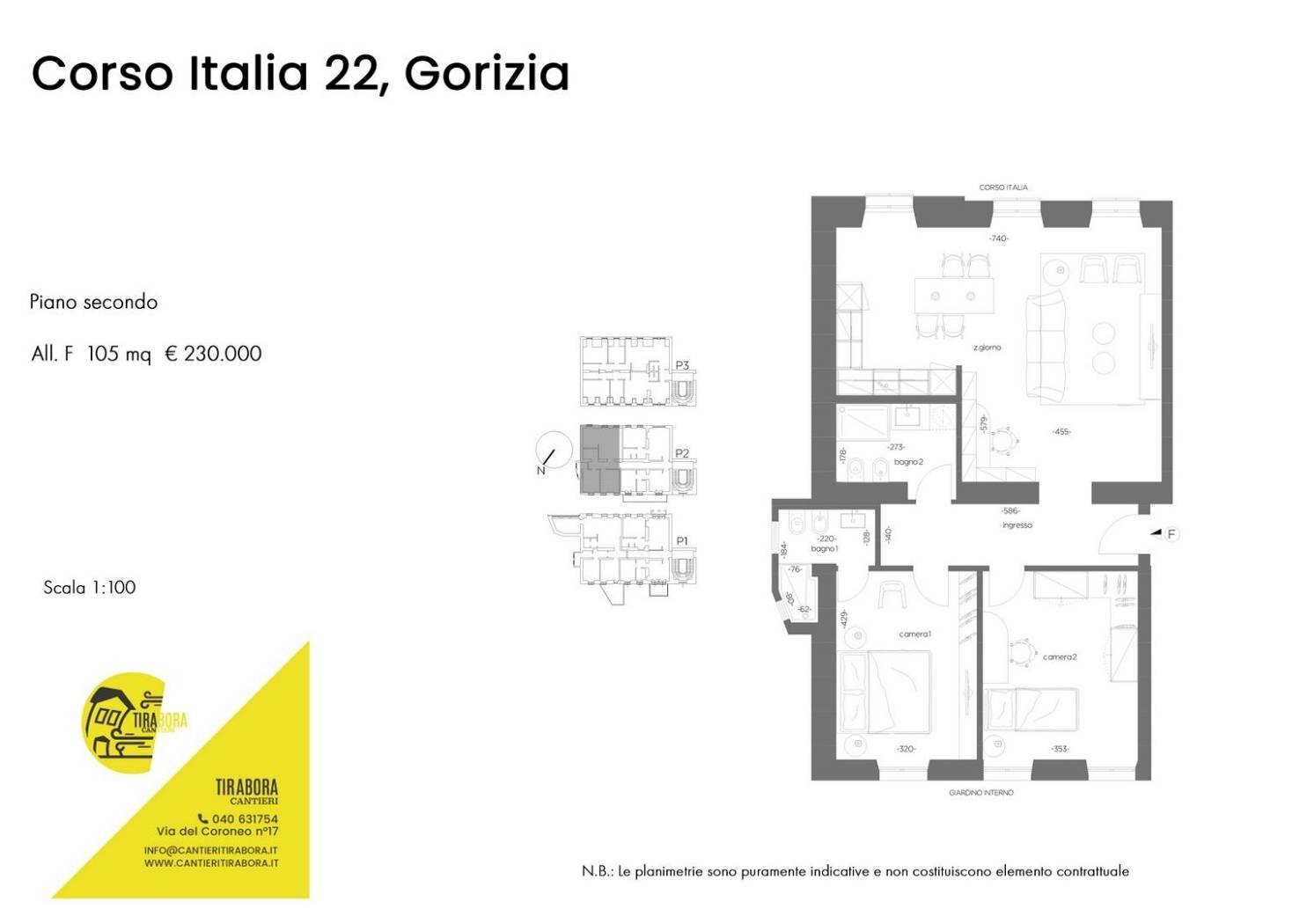 Three-room apartment corso Italia, 22, Gorizia - floor plans 1