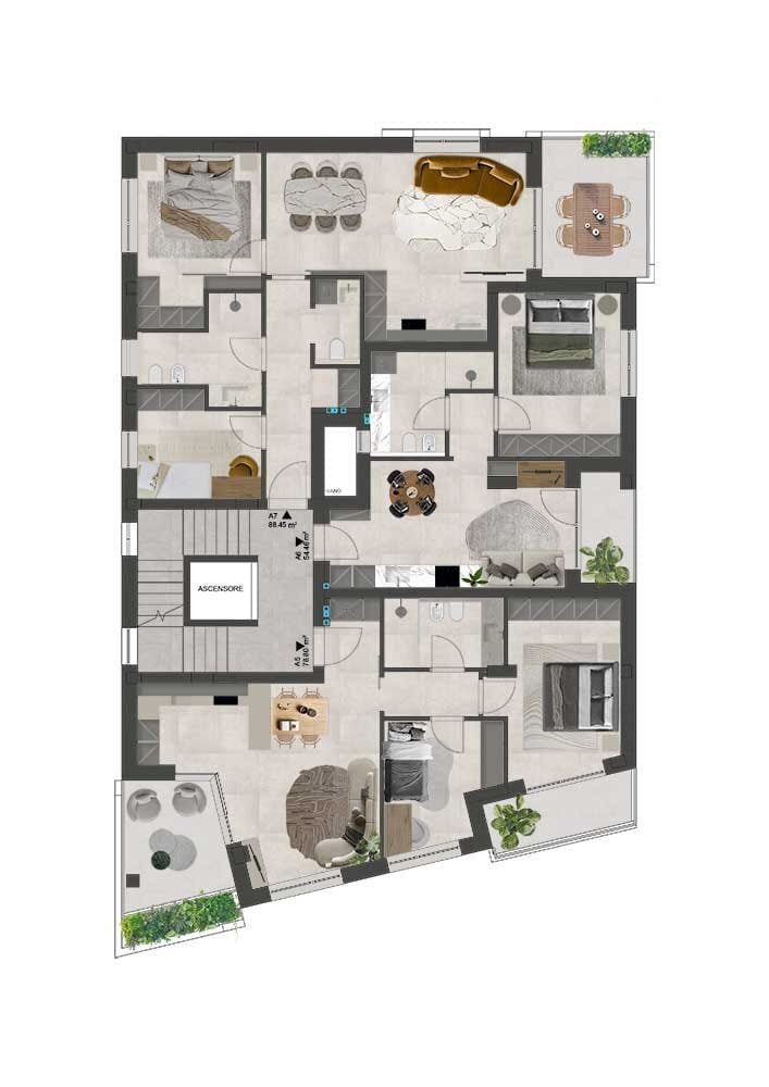Three-room apartment viale della vittoria 37, 37, Gabicce Mare - floor plans 1