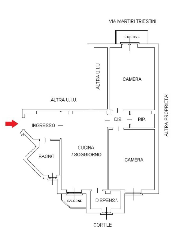Three-room apartment Via Privata Martiri Triestini, Milano (neighborhood San Siro) - floor plans 1