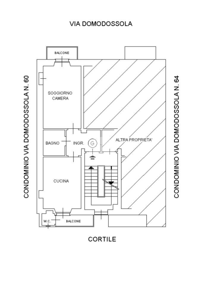 Two-room apartment Via domodossola, Torino (neighborhood Parella) - floor plans 1