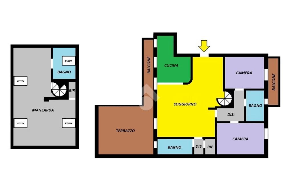 Four-room apartment Via Cardinal Ferrari, Cassano d'Adda - floor plans 1