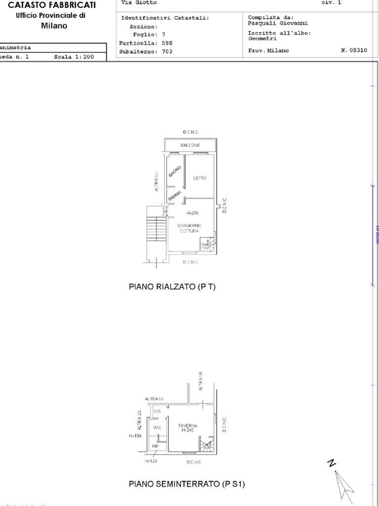 Three-room apartment Via Giotto, Trezzano sul Naviglio - floor plans 1