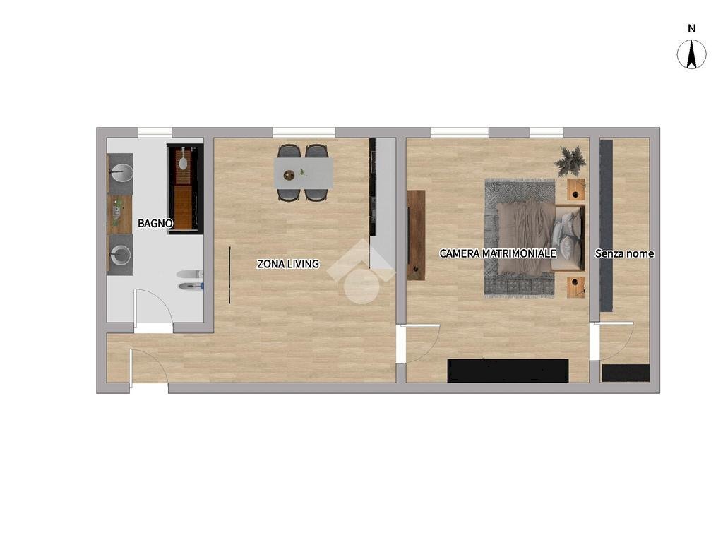 Bilocale Via Privata Rosalba Carriera, Milano (zona Giambellino) - planimetria 1