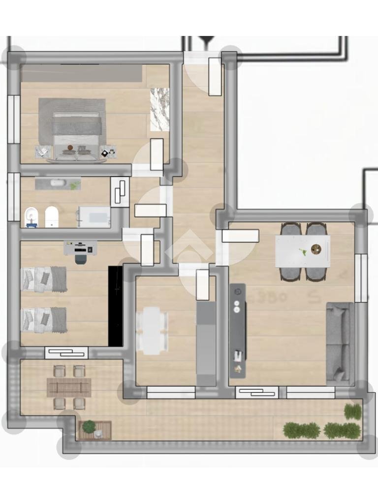 Three-room apartment Via Flora, Legnano - floor plans 1