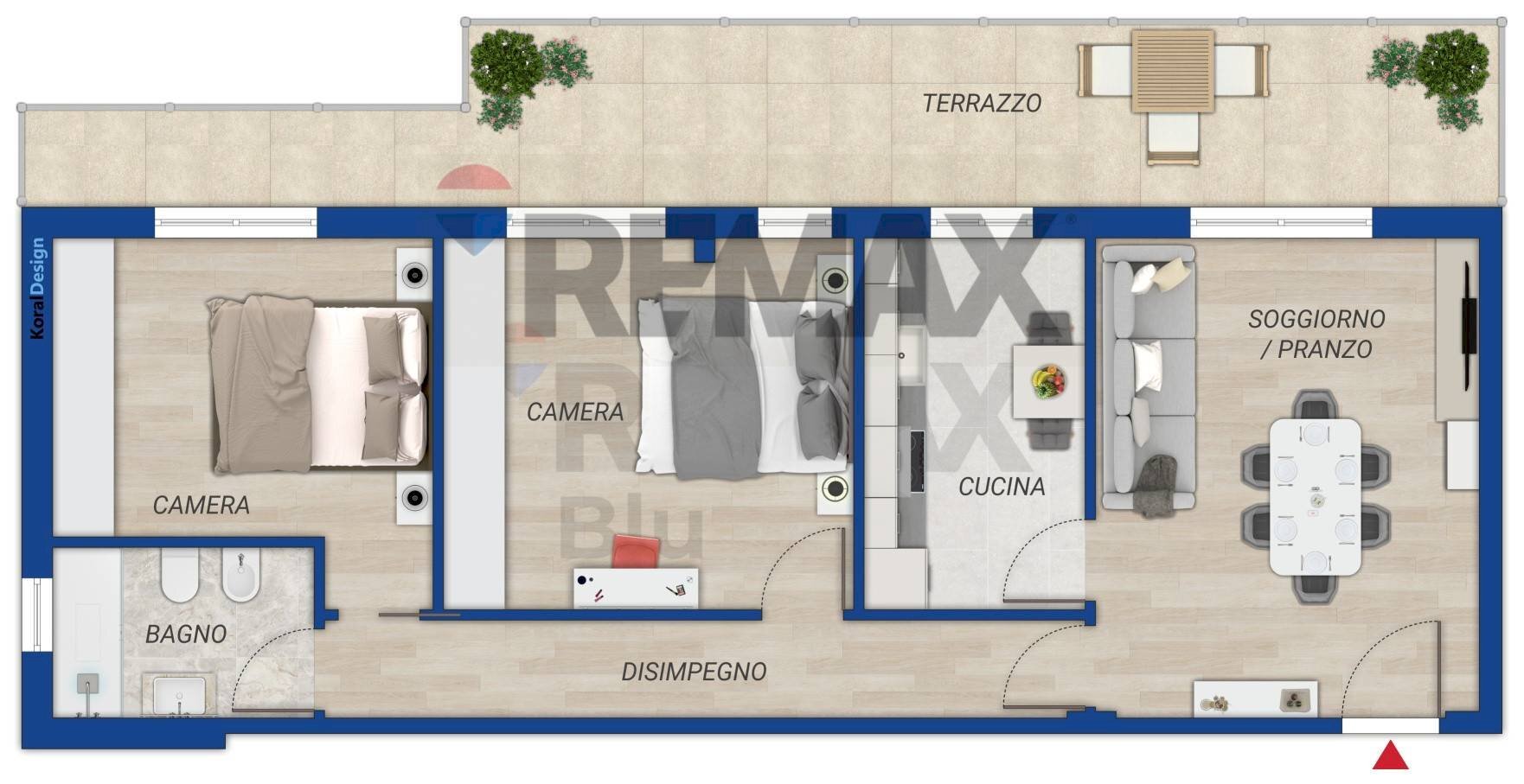 Pianta 2D - Trilocale via San Martino
 
213, Monterotondo - planimetria 1