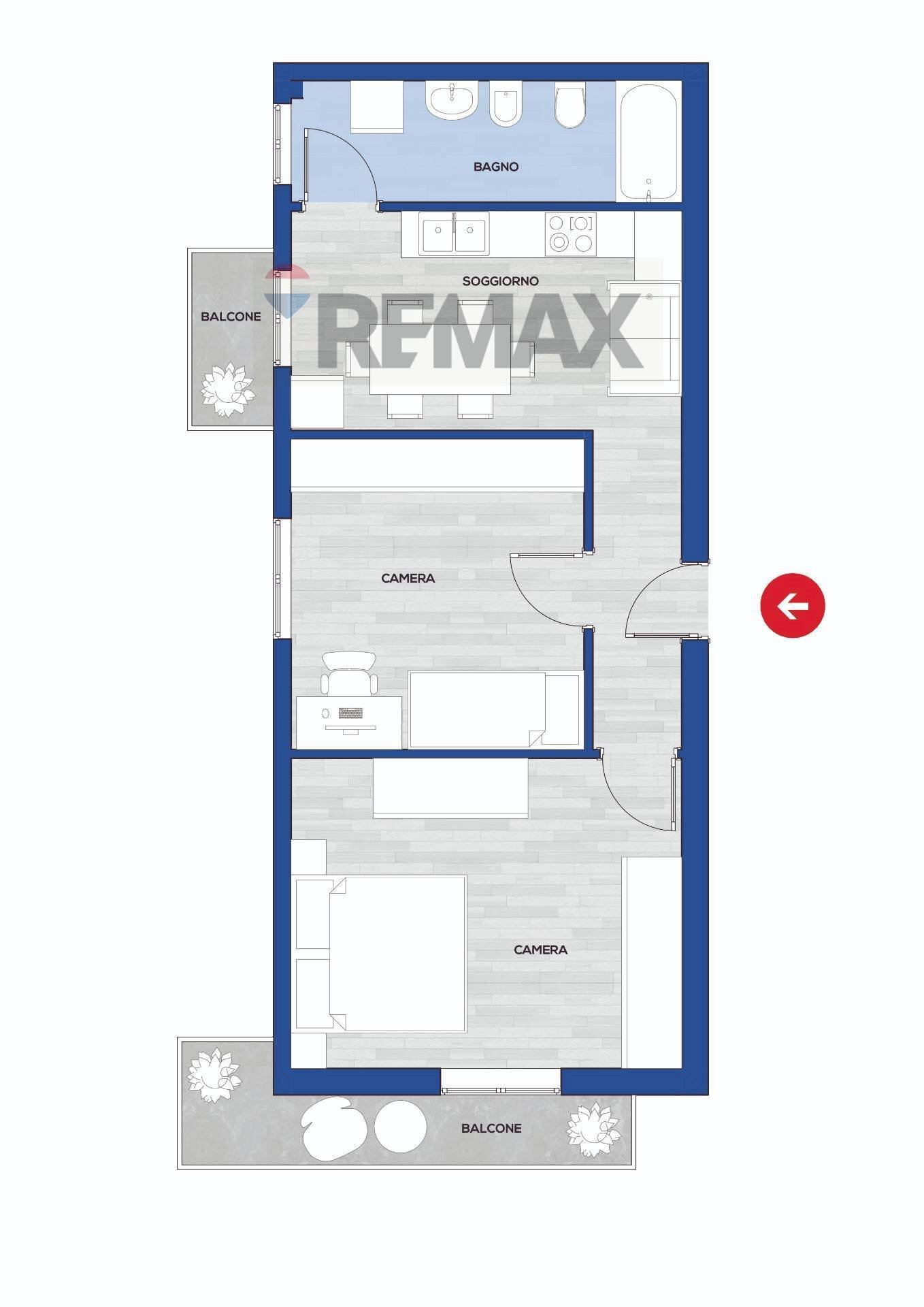 Pianta 2D - Three-room apartment Via Grazia Deledda
 
52, Sassari - floor plans 1