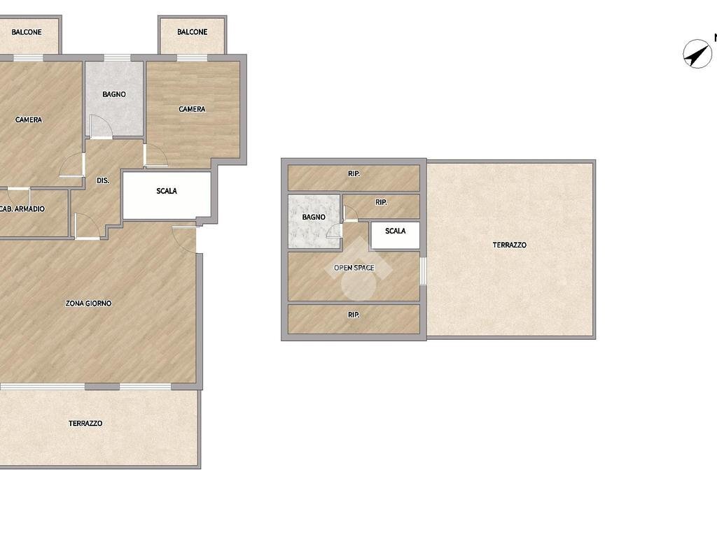 Attic Via Papa Giovanni XXIII, Rescaldina - floor plans 1