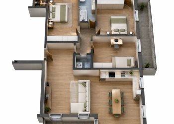 Planimetria 3D di appartamento moderno.png - Quadrilocale Via Aroldo Bonzagni 47, Modena - foto 15