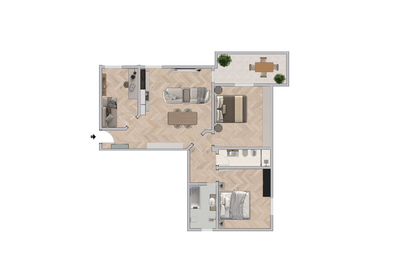 pianta - Three-room apartment Viale Umberto I I, Reggio nell'Emilia - floor plans 1