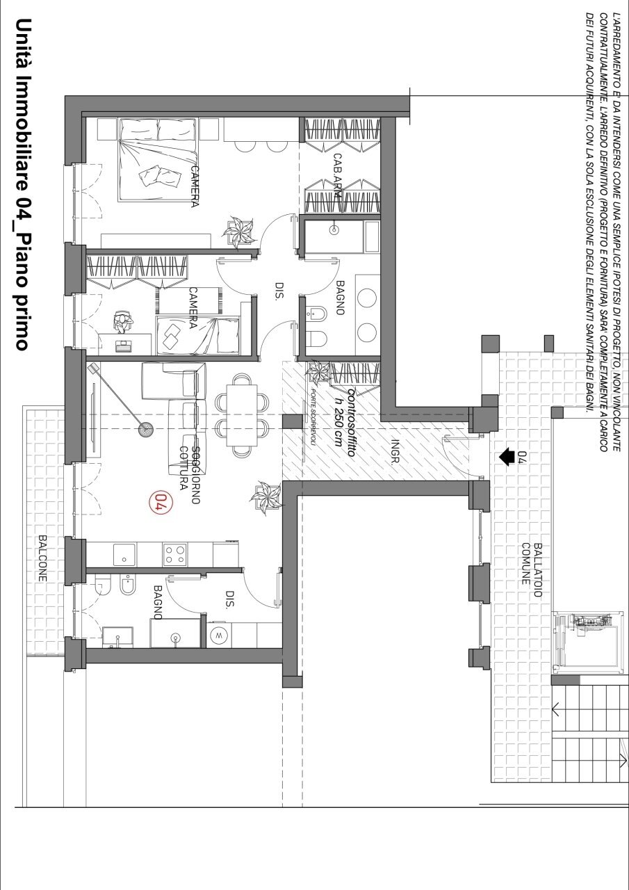 planimetria - Three-room apartment Via Trento 33, Lissone - floor plans 1