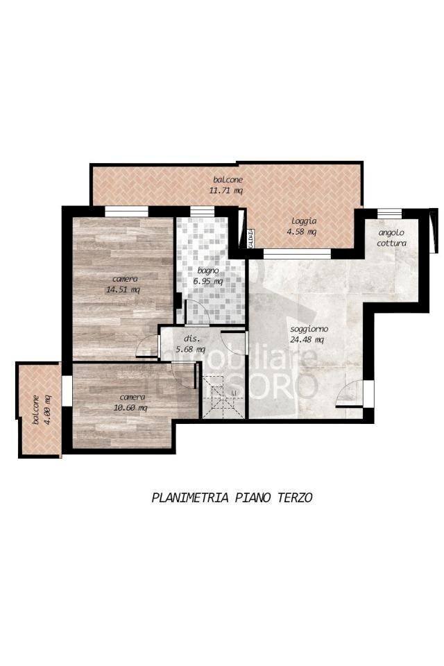 Four-room apartment via Formignana, Rimini - floor plans 1