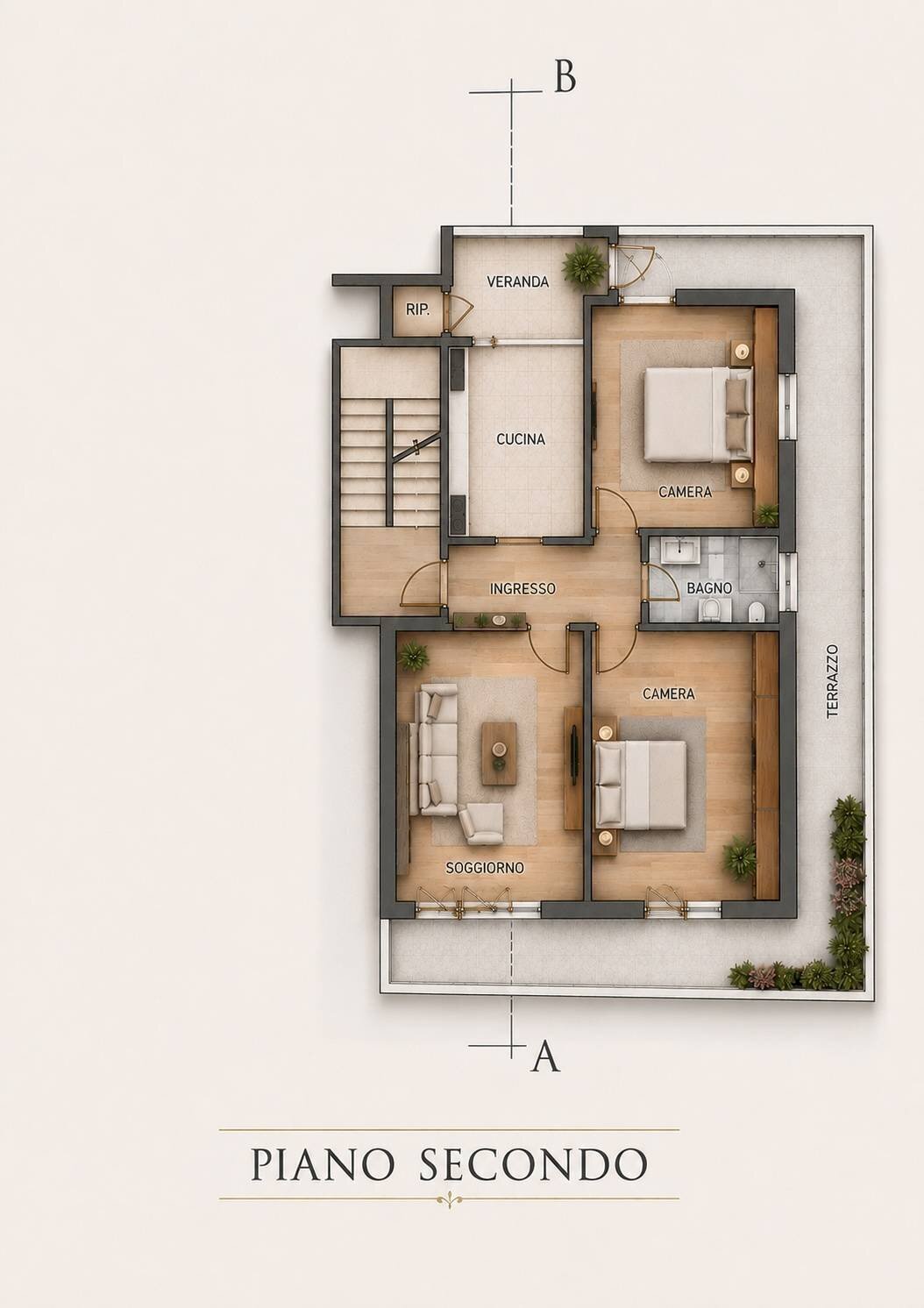 Foto 19 - Four-room apartment Via Carlo Pisacane, Viareggio - floor plans 1