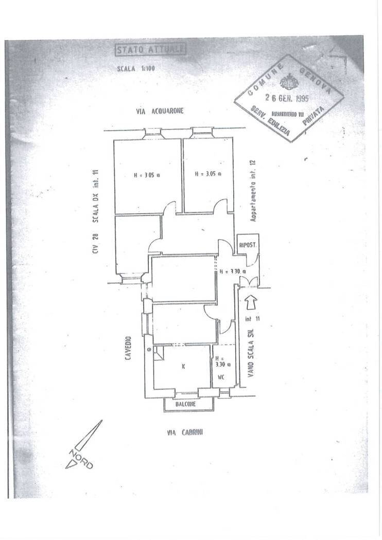 Appartamento via Aldo Acquarone, 28, Genova (zona Castelletto) - planimetria 1