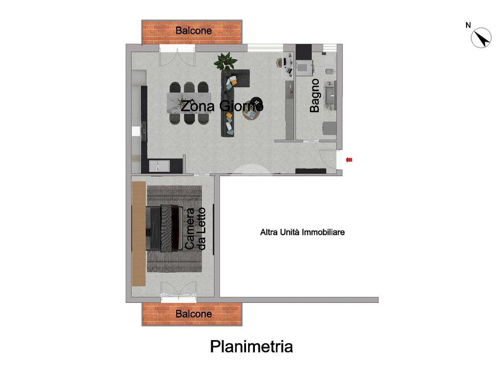Two-room apartment Via Amatore Sciesa, Bollate - floor plans 1