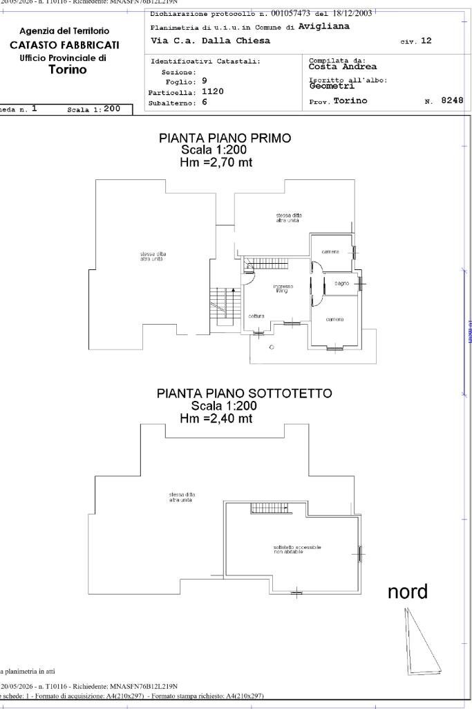Appartamento Via Generale C. Alberto dalla Chiesa, Avigliana - planimetria 1