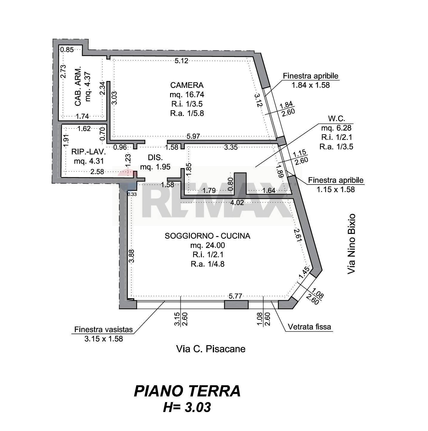 Pianta 2D - Two-room apartment via Carlo Pisacane
 
34, Cesena - floor plans 1