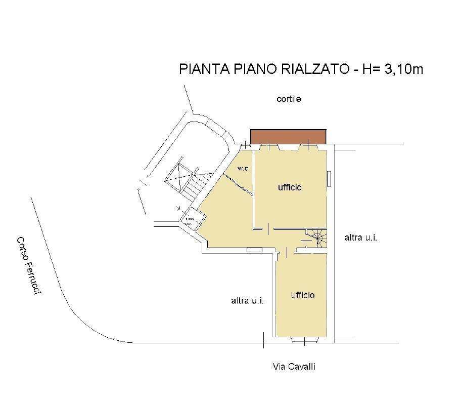 Ufficio corso Francesco Ferrucci, 27, Torino (zona Cit Turin) - planimetria 1