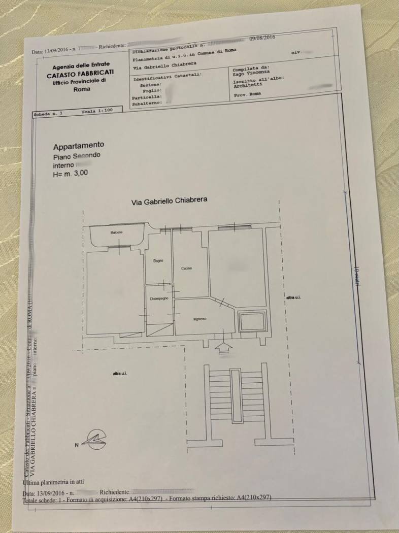 Appartamento via Gabriello Chiabrera, Roma - planimetria 1