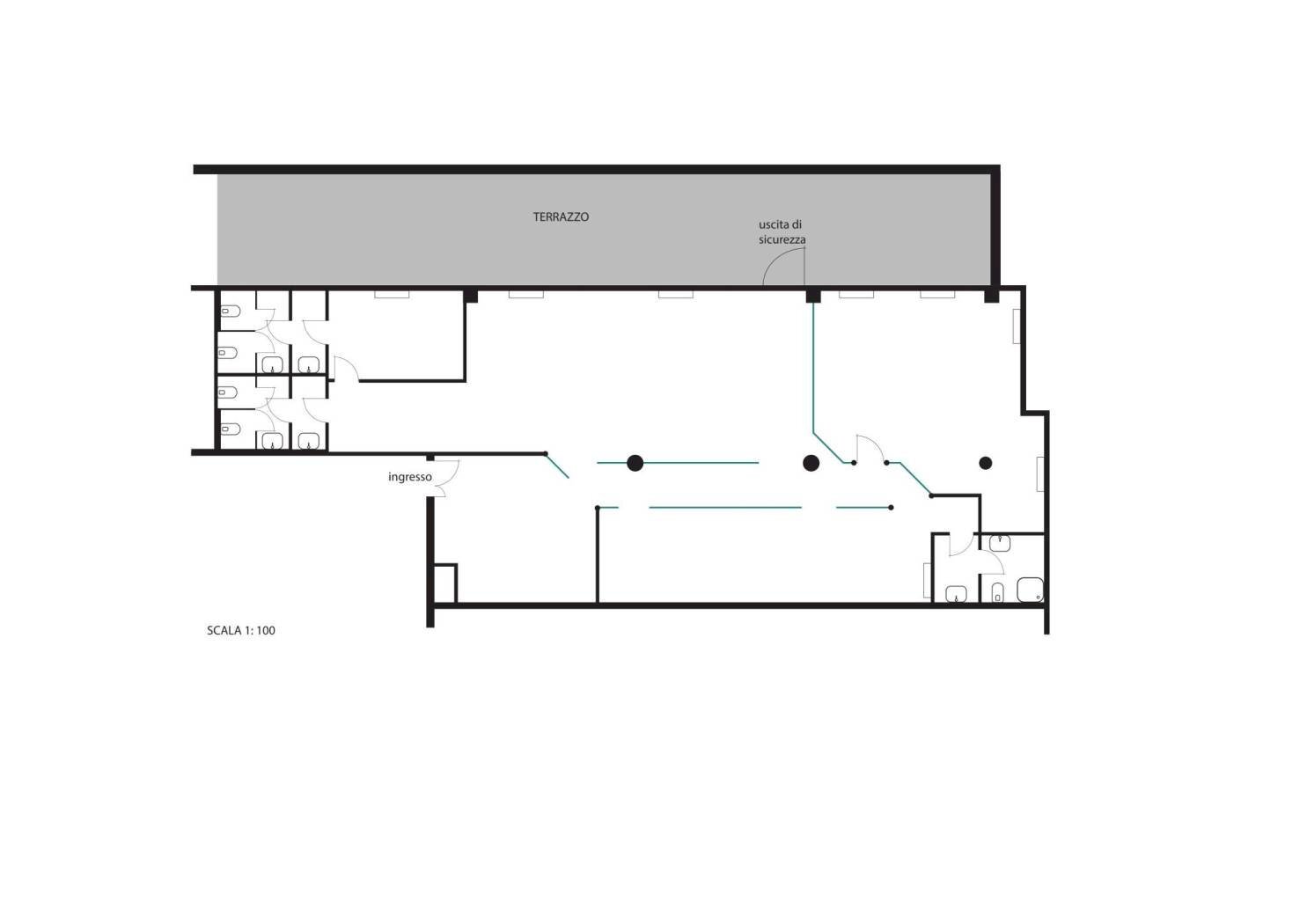 Office corso Unione Sovietica, 612/3, Torino (neighborhood Mirafiori Sud) - floor plans 1