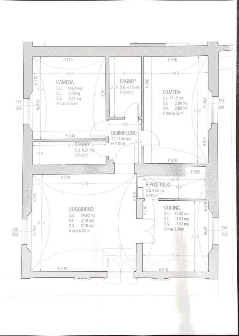planimetria - Four-room apartment via Galliera, Bologna (neighborhood Centro Storico) - floor plans 1