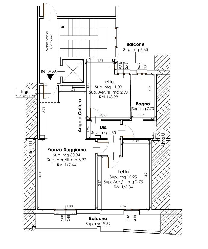 planimetria progetto - Three-room apartment Via Emilia Est 163, Modena - floor plans 1