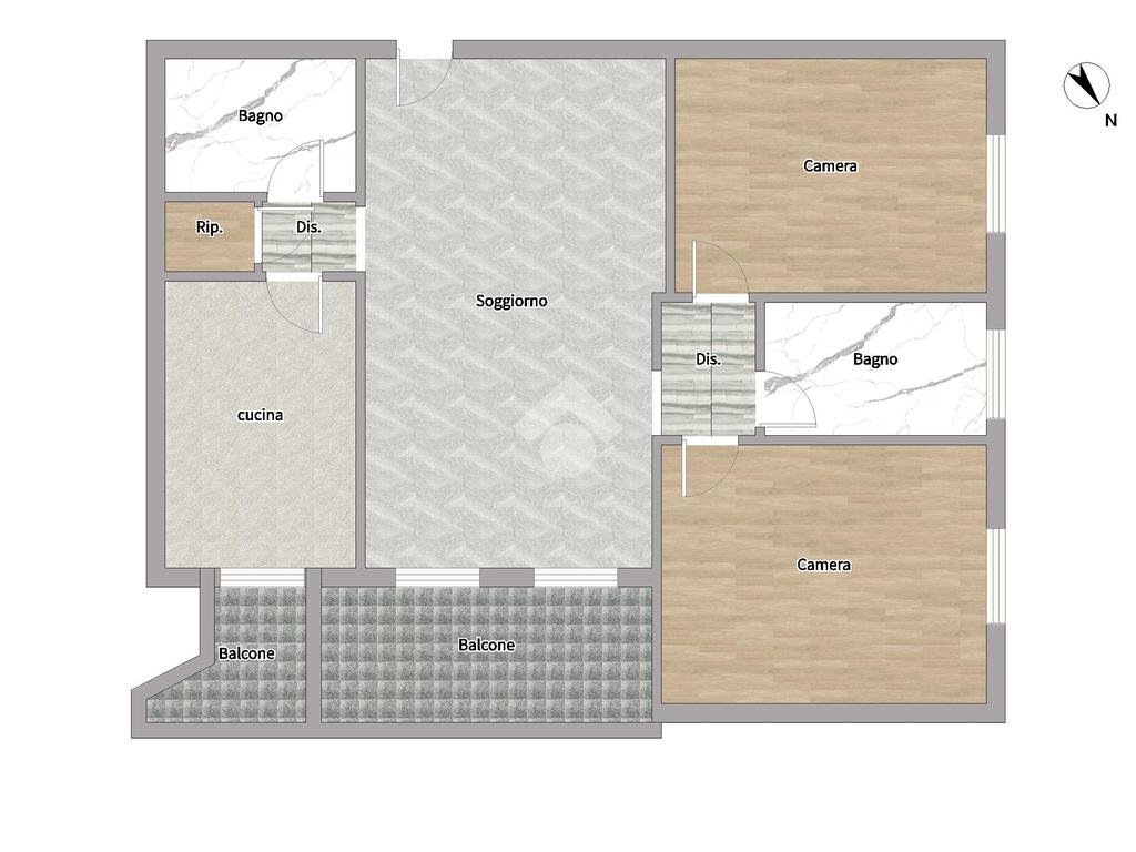 Three-room apartment Via Benozzo Gozzoli, Milano (neighborhood Baggio) - floor plans 1
