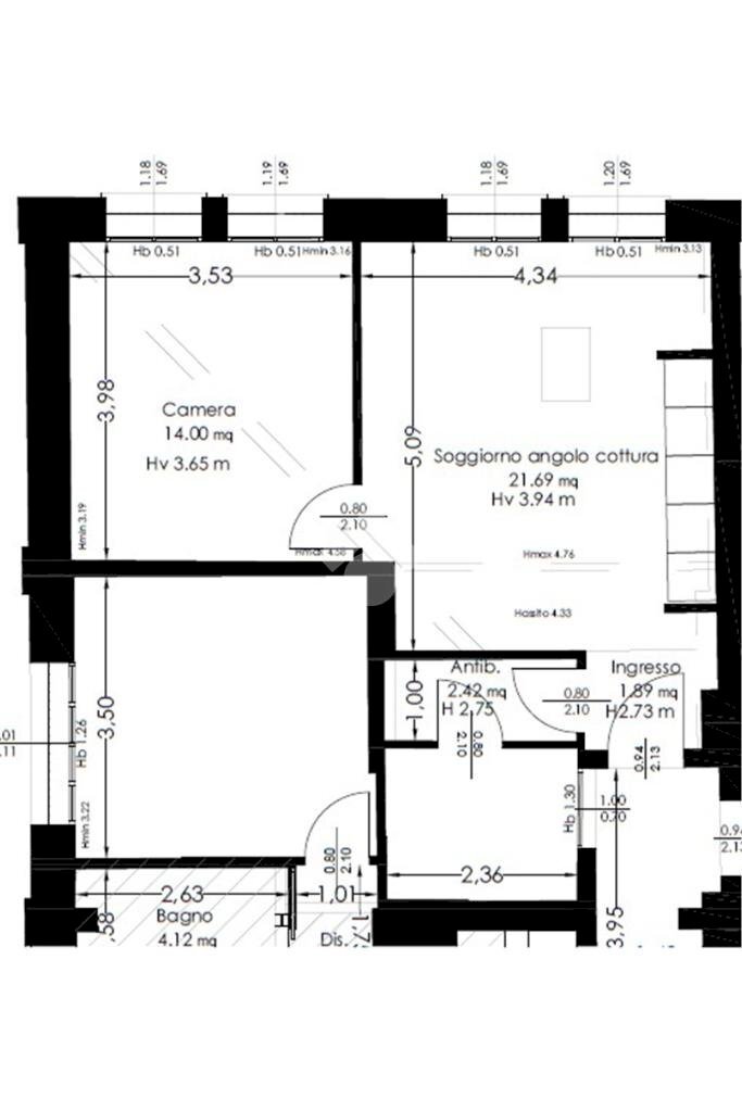 Two-room apartment Viale Antonio Silvani, Bologna (neighborhood Centro Storico) - floor plans 1