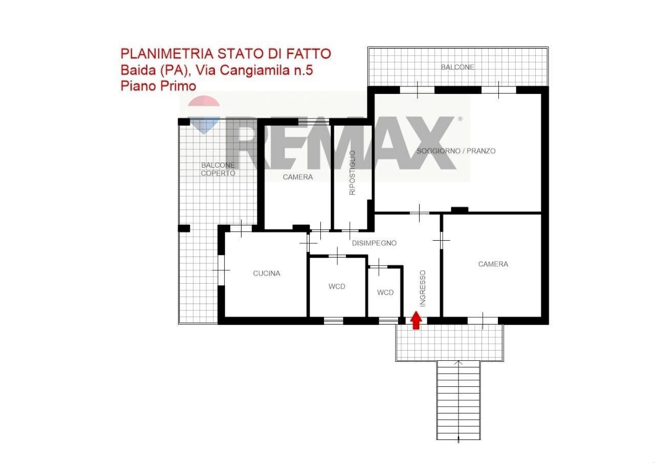 Pianta 2D - Appartamento Via Francesco Emanuele Cangiamila
 
5, Palermo - planimetria 1