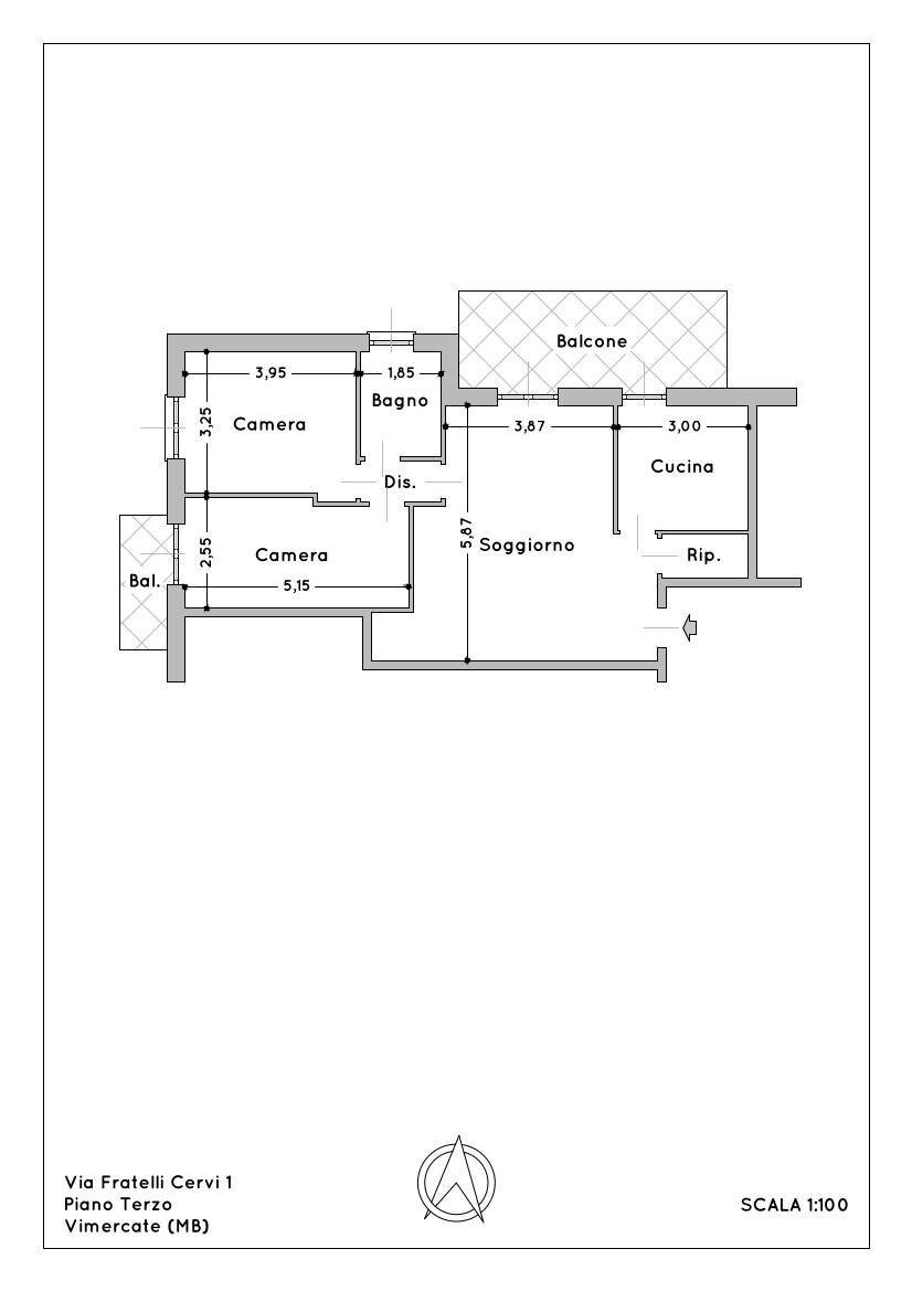 Foto 20 - Three-room apartment Via Fratelli Cervi
 
1, Vimercate - floor plans 1