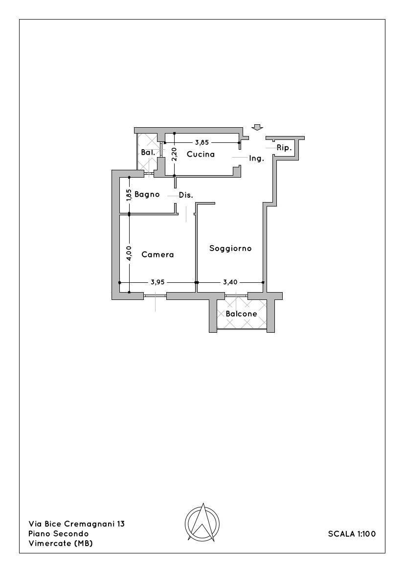 Foto 15 - Two-room apartment Via Bice Cremagnani
 
13, Vimercate - floor plans 1
