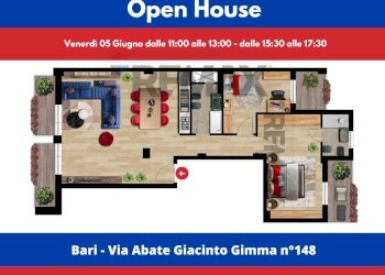Pianta 2D - Trilocale Via Abate Giacinto Gimma
 
148, Bari - foto 2