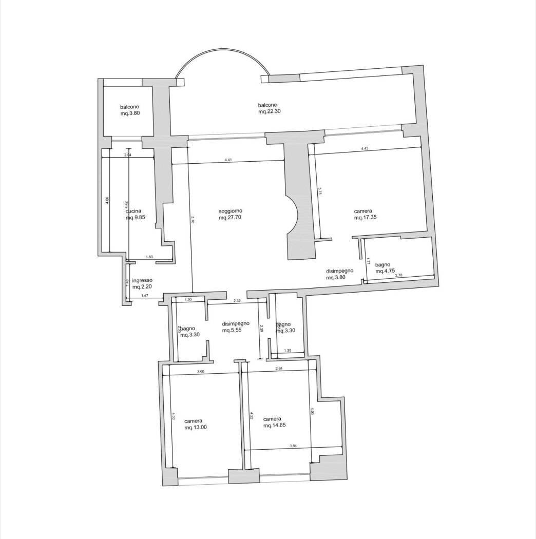 Four-room apartment piazza Ischia, Misano Adriatico - floor plans 1