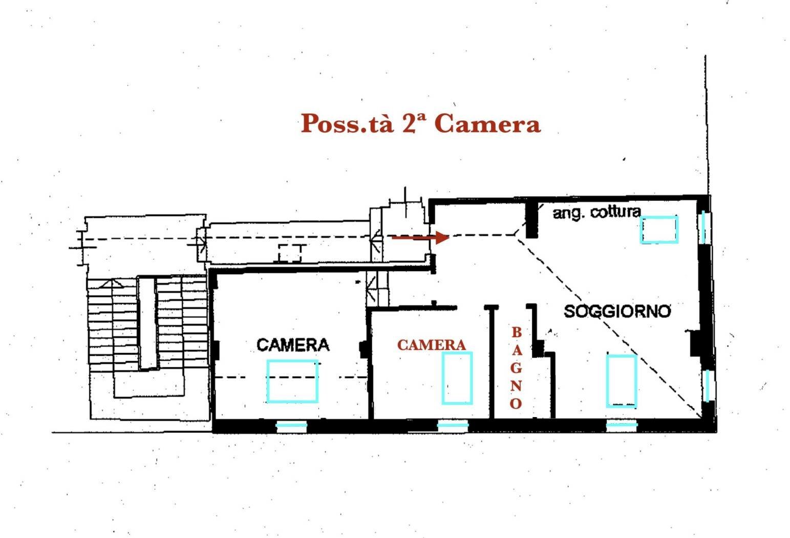 Trilocale via Cristoforo Colombo, 44/2, Bologna (zona Lame) - planimetria 1