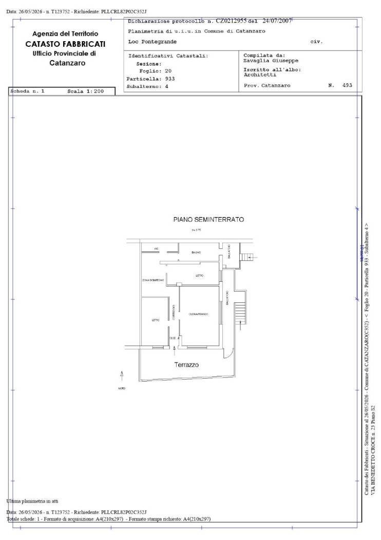 Three-room apartment via Benedetto Croce, 23, Catanzaro - floor plans 1