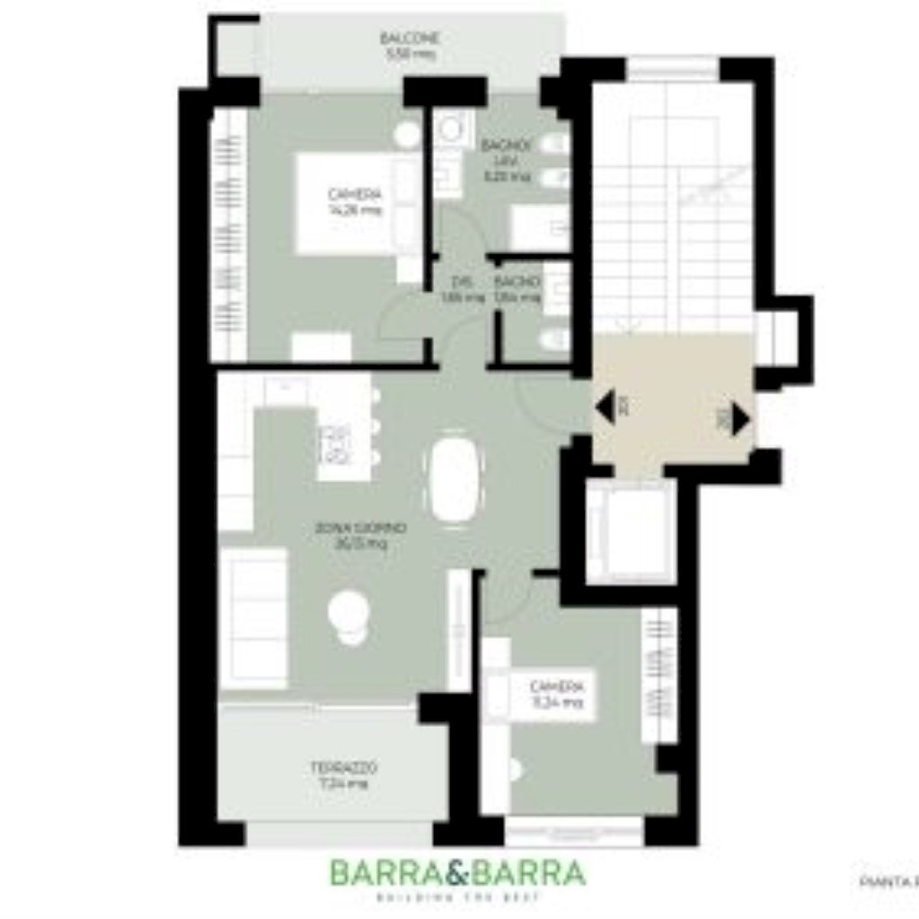 Three-room apartment Via Vittorio Bersezio, 8, Cuneo (neighborhood Centro) - floor plans 1