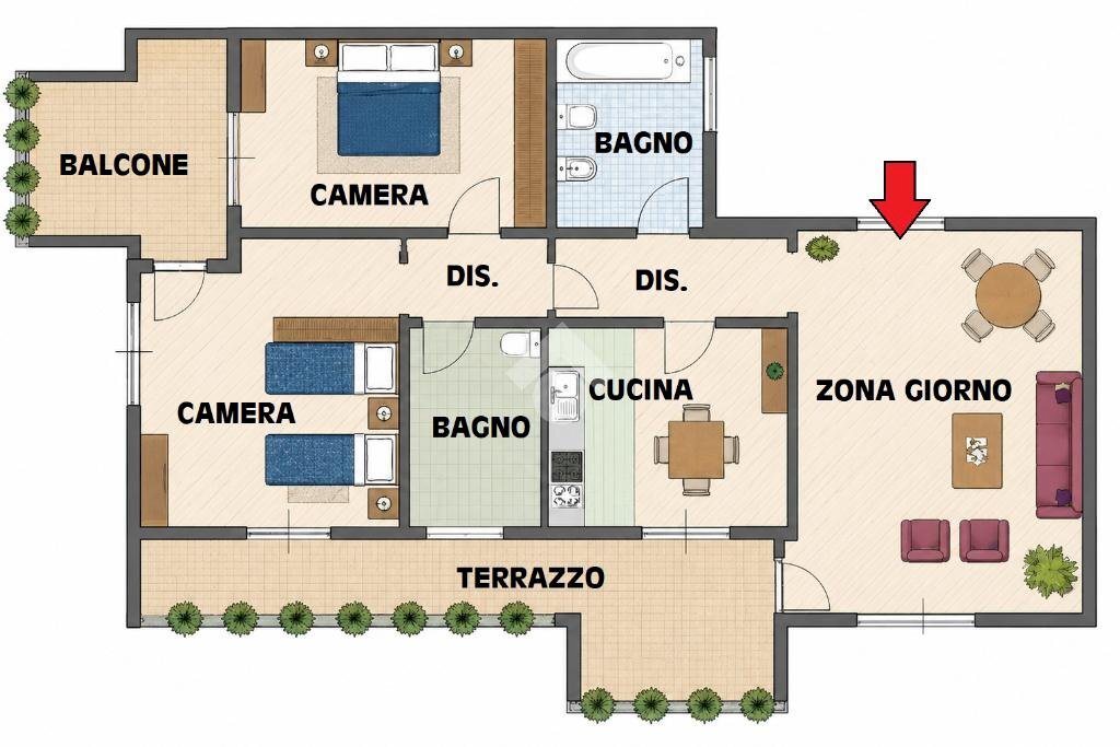 Trilocale Via Caduti di Nassiriya, Peschiera Borromeo - planimetria 1