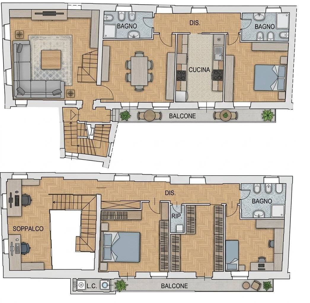 Apartment via Giovanni Battista Bodoni, 25, Saluzzo - floor plans 1