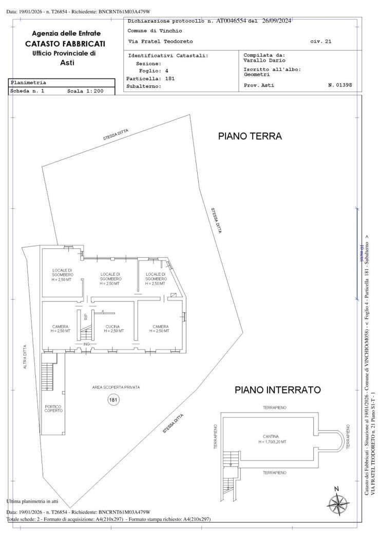 Rustic via Fratel Teodoreto, Vinchio - floor plans 1