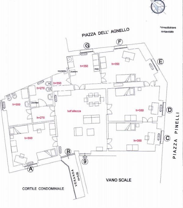 APPARTAMENTO AFFITTO CENTRO STORICO - Appartamento piazza Pinelli, Genova (zona Centro Storico) - planimetria 1