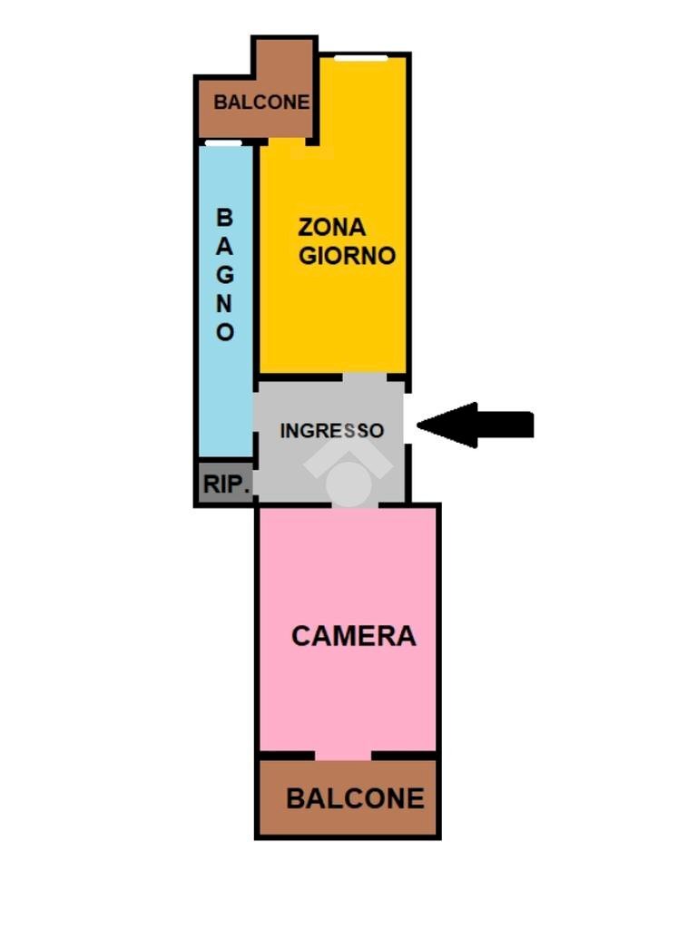Bilocale Via Gottardo, Torino (zona Rebaudengo) - planimetria 1