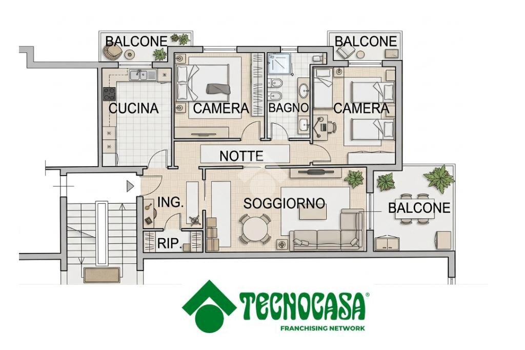 Trilocale Piazza della Repubblica, Torrile - planimetria 1