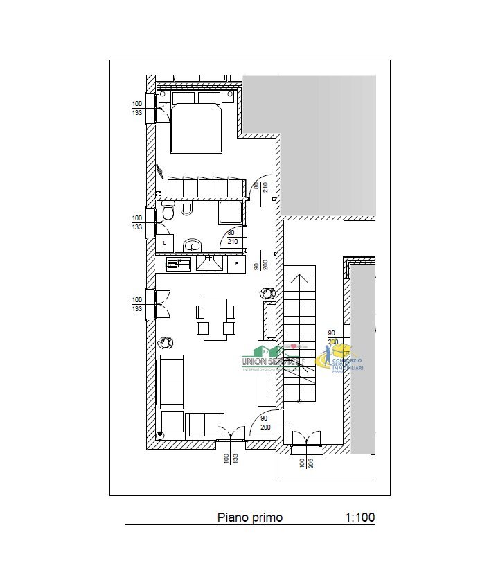 piantina bilocale 1piano.png - Three-room apartment località tugo ovest 62, Berceto - floor plans 1