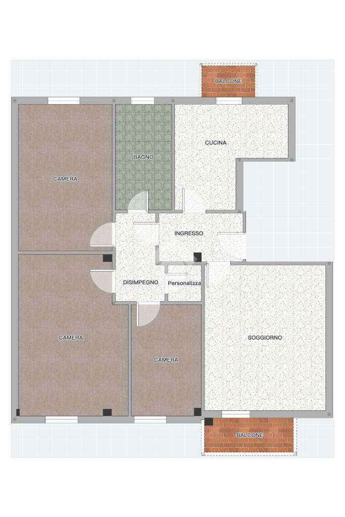 Four-room apartment Via Conte Girolamo, Correggio - floor plans 1
